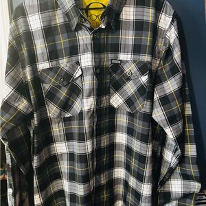 DIXXON Costanza Men's Casual Plaid Shirt - Black, White, and Yellow